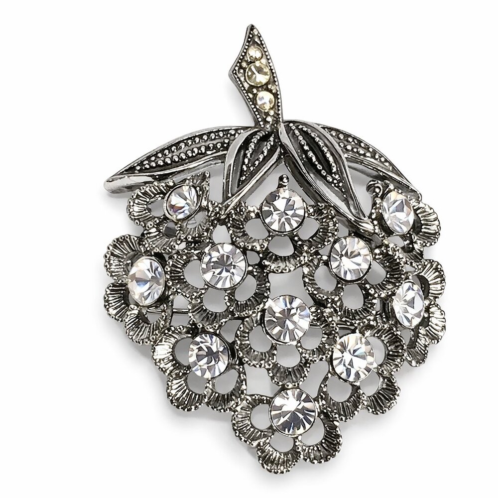 Vintage Sarah Coventry Rhinestone Floral Brooch
